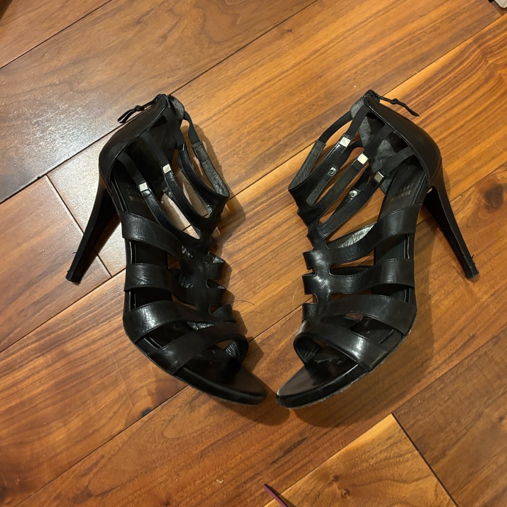 Stuart Weitzman Black Strappy Heels